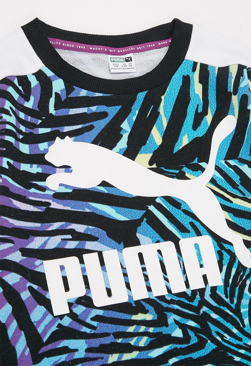 PUMA - Classics safari t7 aop crew sweater - black