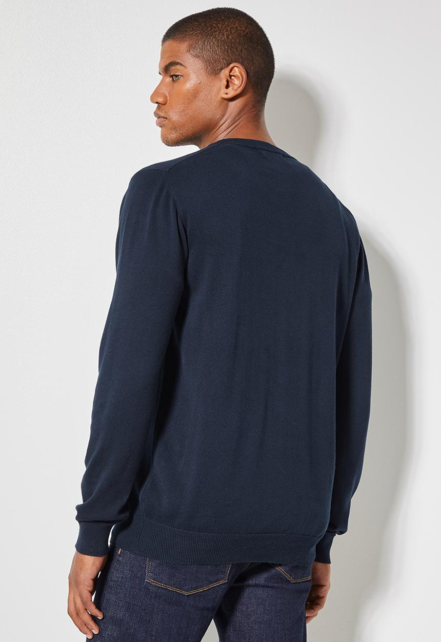 Superbalist - Basic vee neck slim fit knit - navy