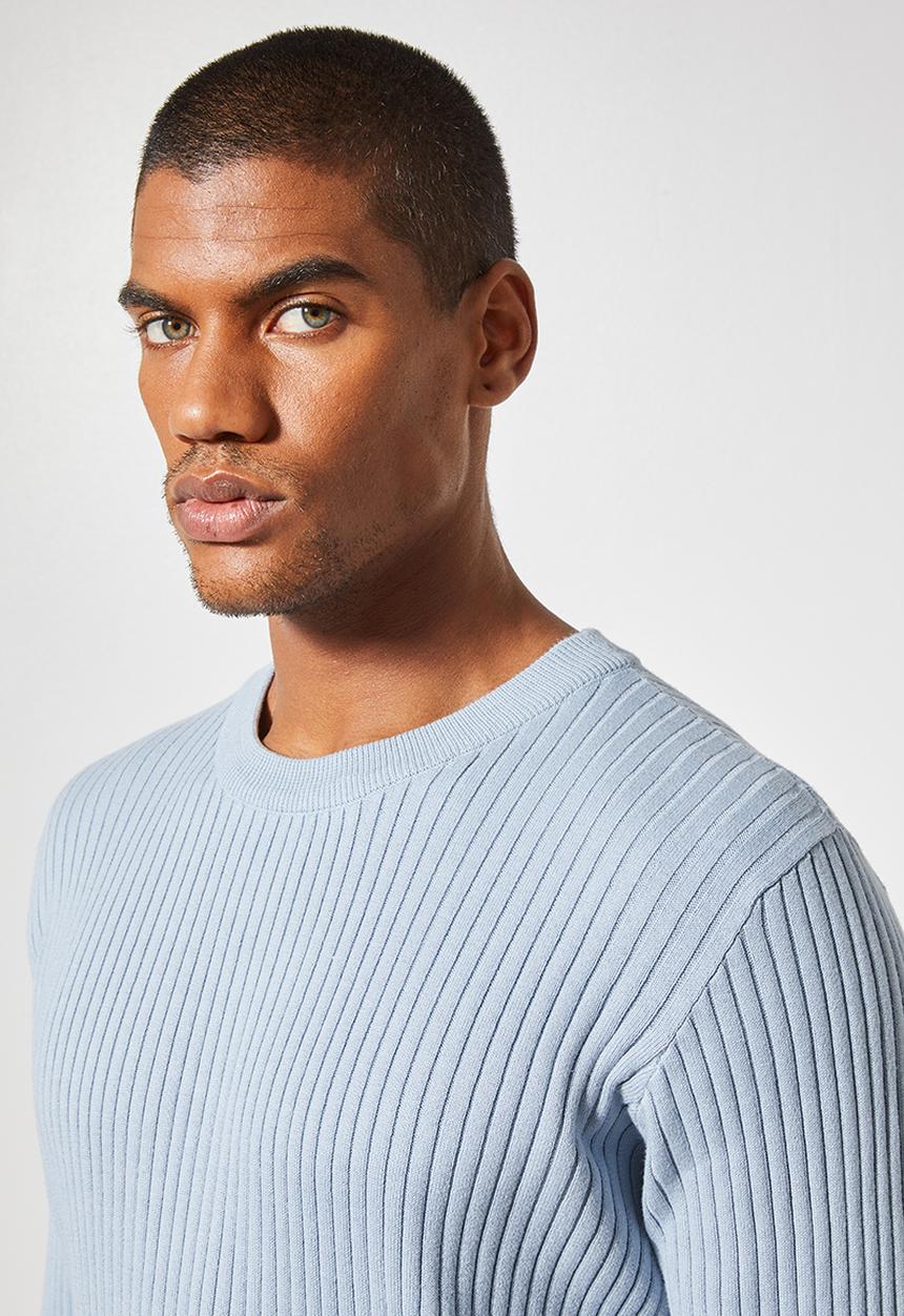 Superbalist - Slim fit ribbed crew neck knit - pale blue