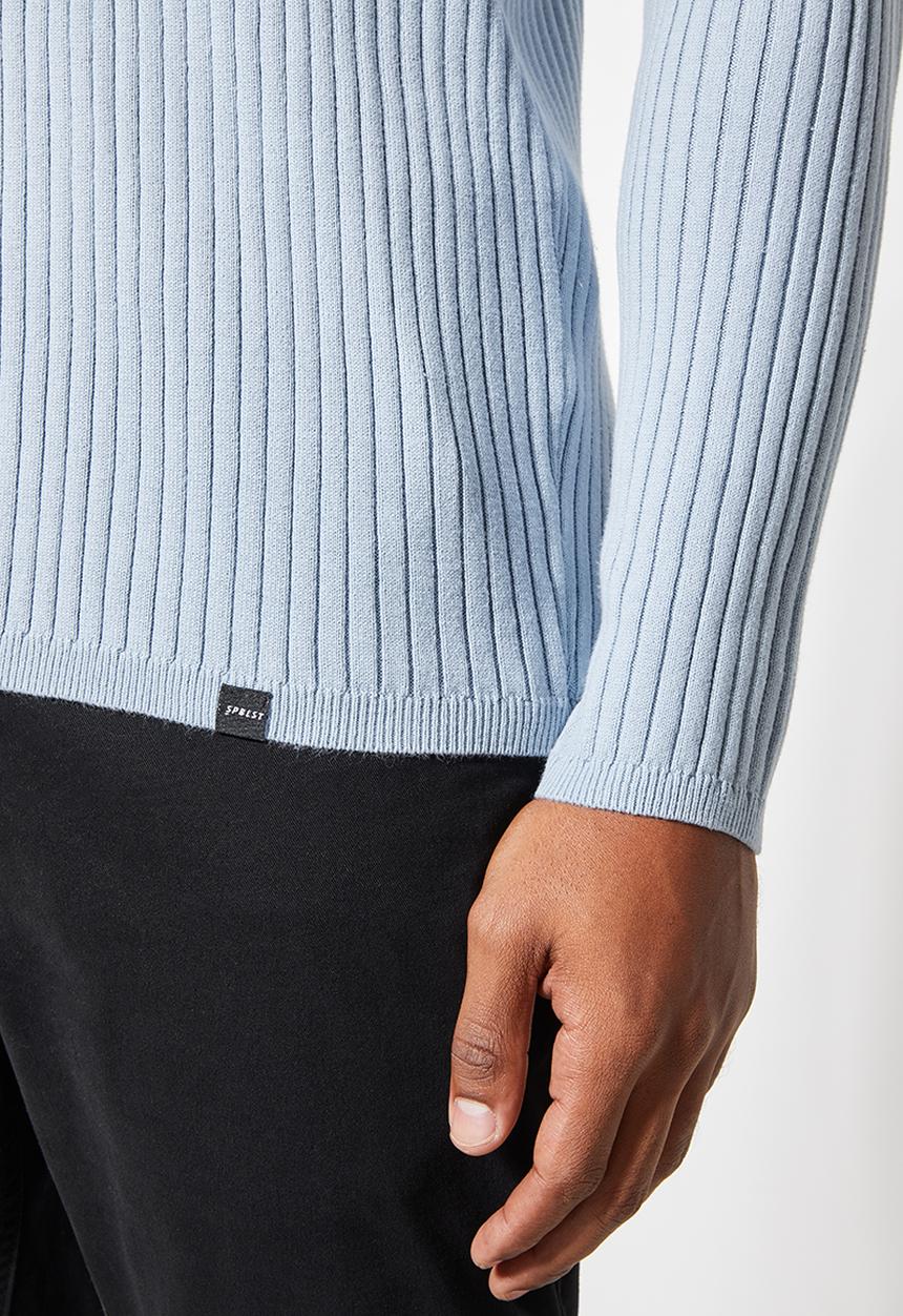 Superbalist - Slim fit ribbed crew neck knit - pale blue