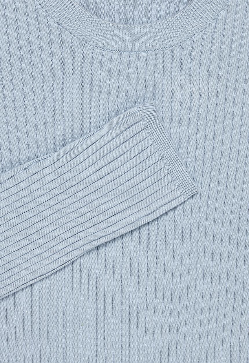 Superbalist - Slim fit ribbed crew neck knit - pale blue