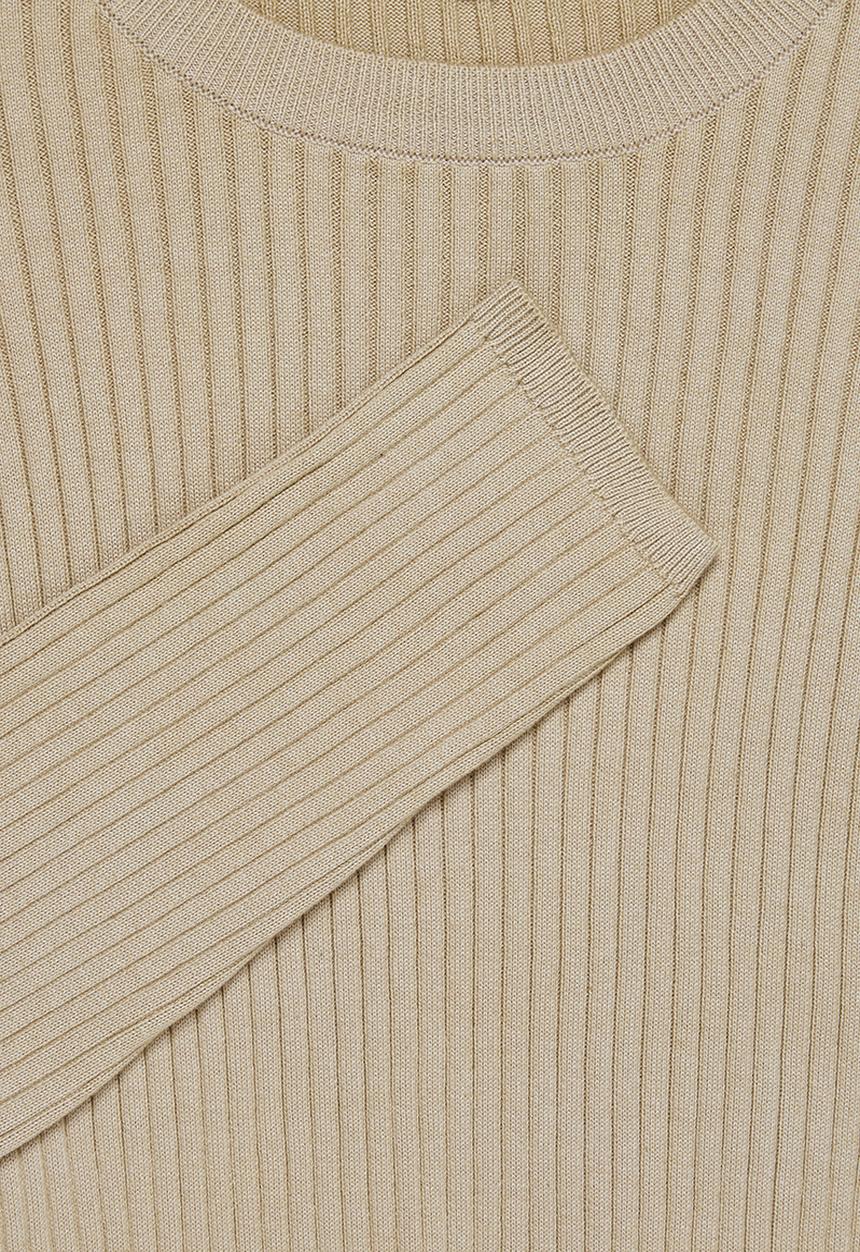 Superbalist - Slim fit ribbed crew neck knit - taupe