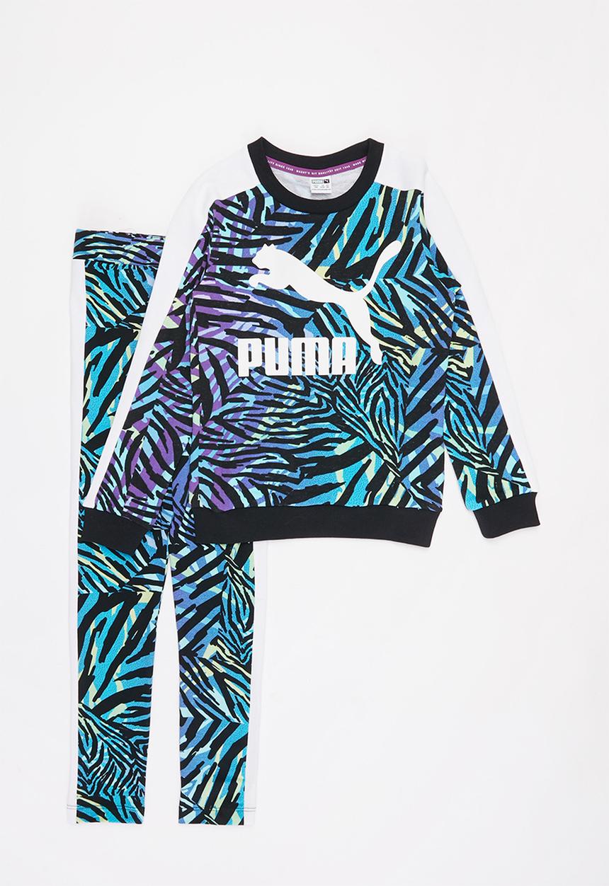 PUMA - Classics safari t7 aop crew sweater - black