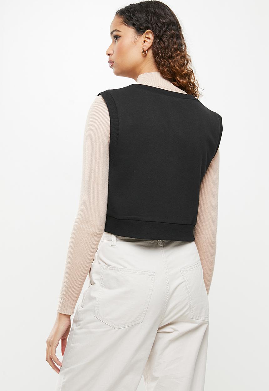 Blake - Sleeveless cropped vest - black