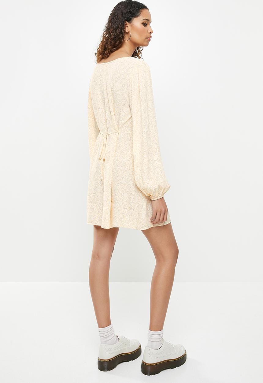 Cotton On - Woven long sleeve essential tie back tea dress - ashlee ditsy lilac bloom
