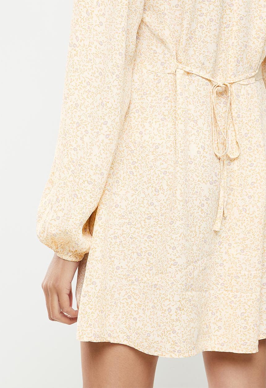 Cotton On - Woven long sleeve essential tie back tea dress - ashlee ditsy lilac bloom
