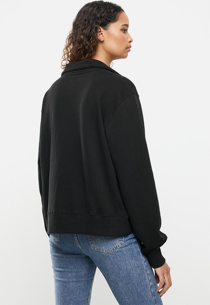 Cotton On - Kora collared long sleeve pullover - washed black