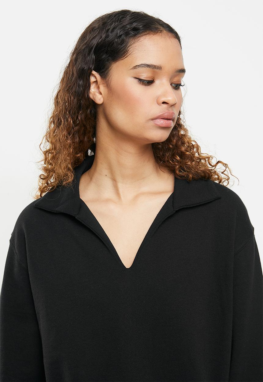 Cotton On - Kora collared long sleeve pullover - washed black