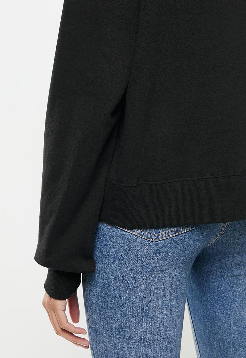 Cotton On - Kora collared long sleeve pullover - washed black