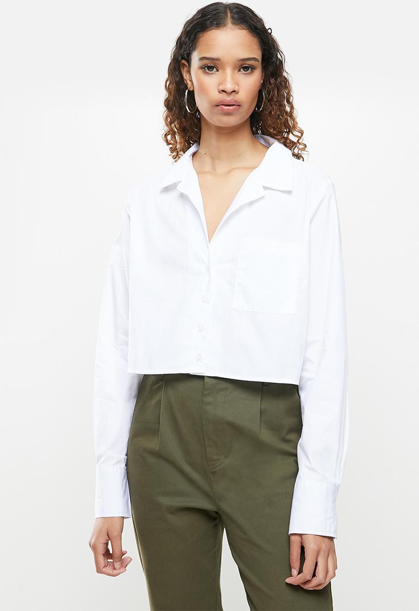 Cotton On - Cropped long sleeve shirt - white