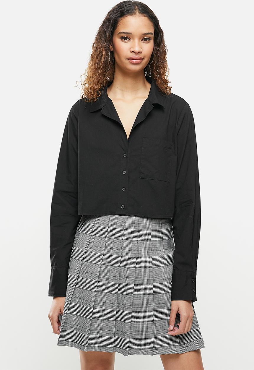 Cotton On - Cropped long sleeve shirt - black