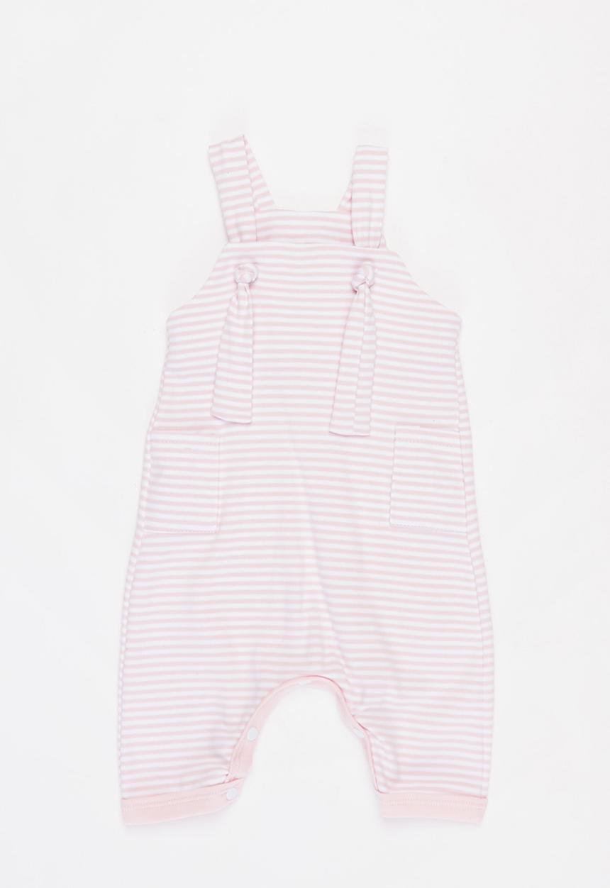 Little Lumps - Knotted dungarees  - pink & white