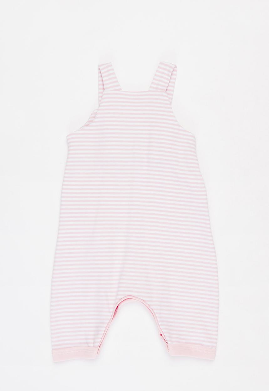 Little Lumps - Knotted dungarees  - pink & white