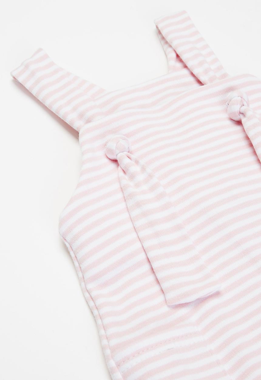 Little Lumps - Knotted dungarees  - pink & white