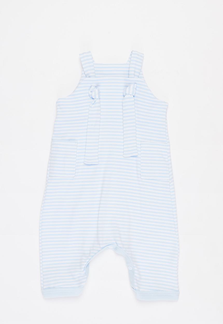 Little Lumps - Knotted dungarees  - blue & white 