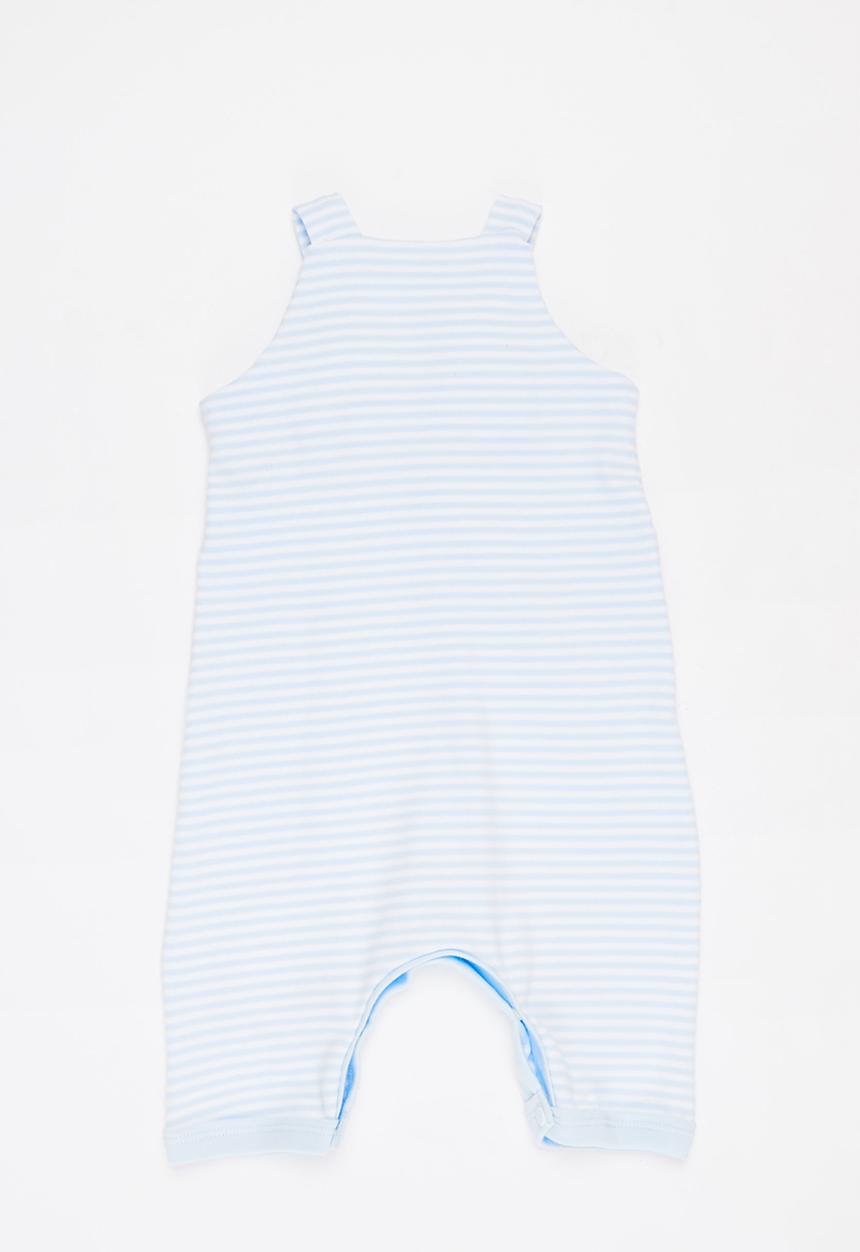 Little Lumps - Knotted dungarees  - blue & white 