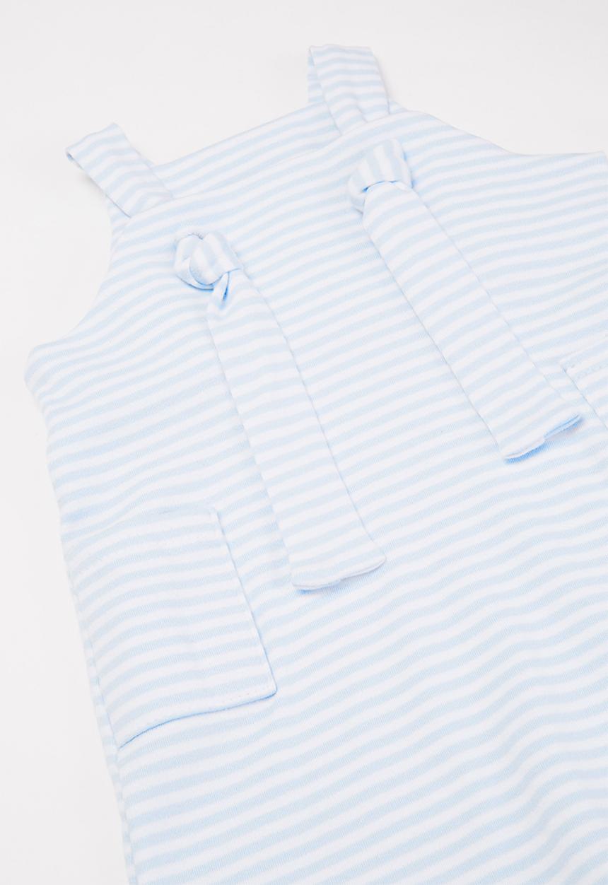 Little Lumps - Knotted dungarees  - blue & white 