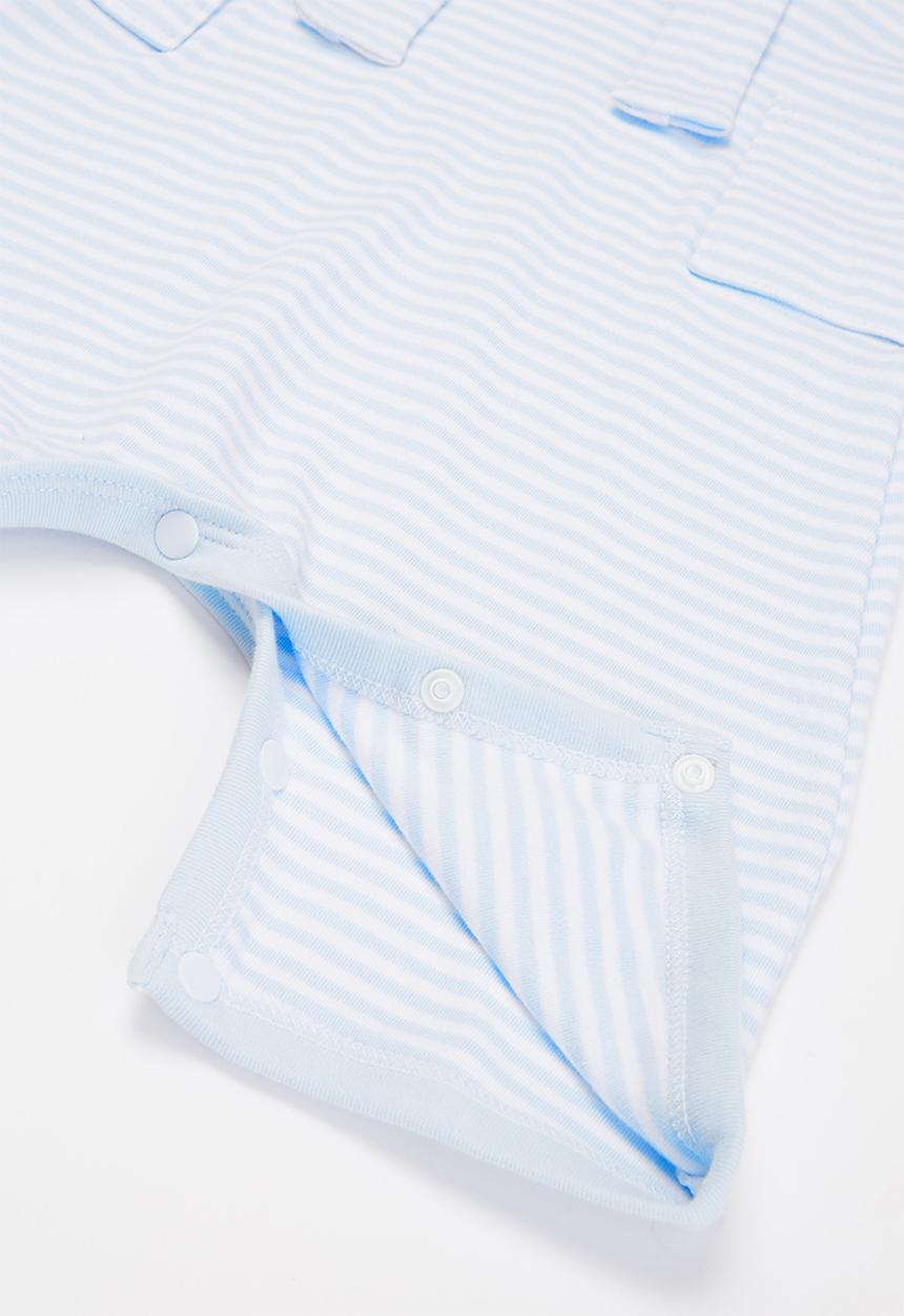 Little Lumps - Knotted dungarees  - blue & white 