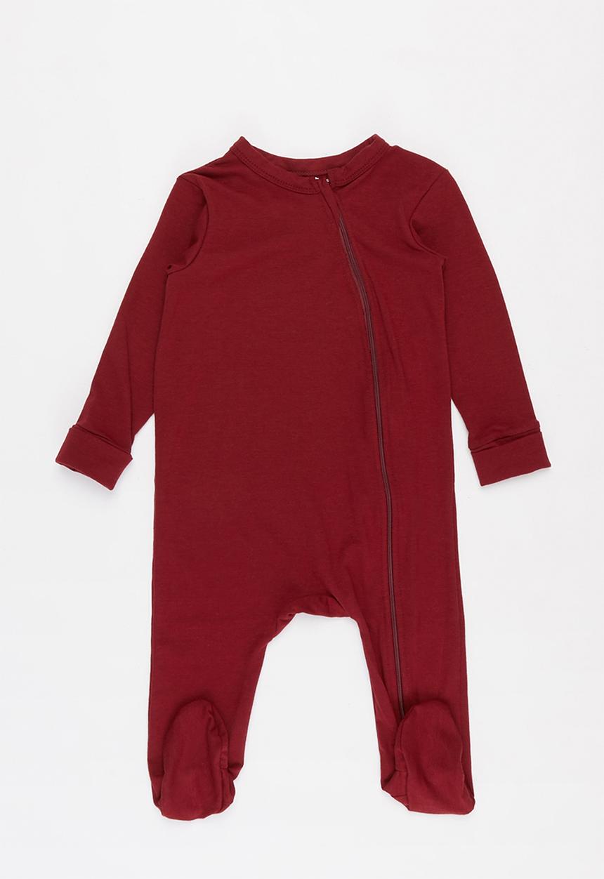Baby Star - Zip closure babygrow - burgundy