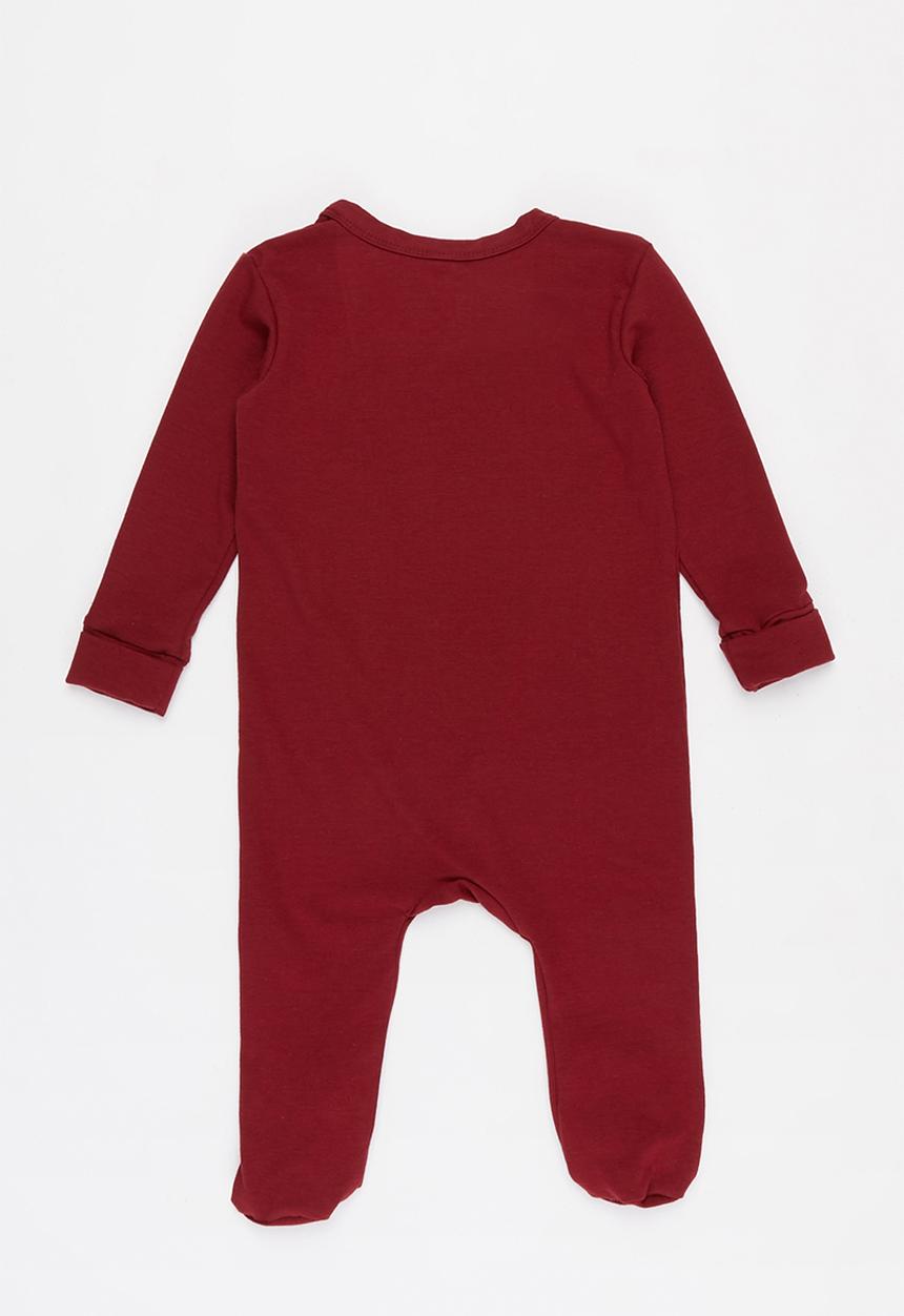 Baby Star - Zip closure babygrow - burgundy