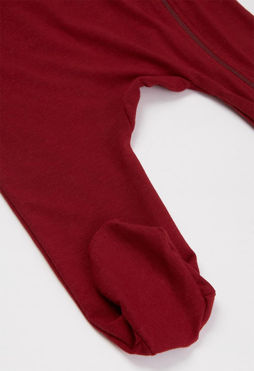 Baby Star - Zip closure babygrow - burgundy