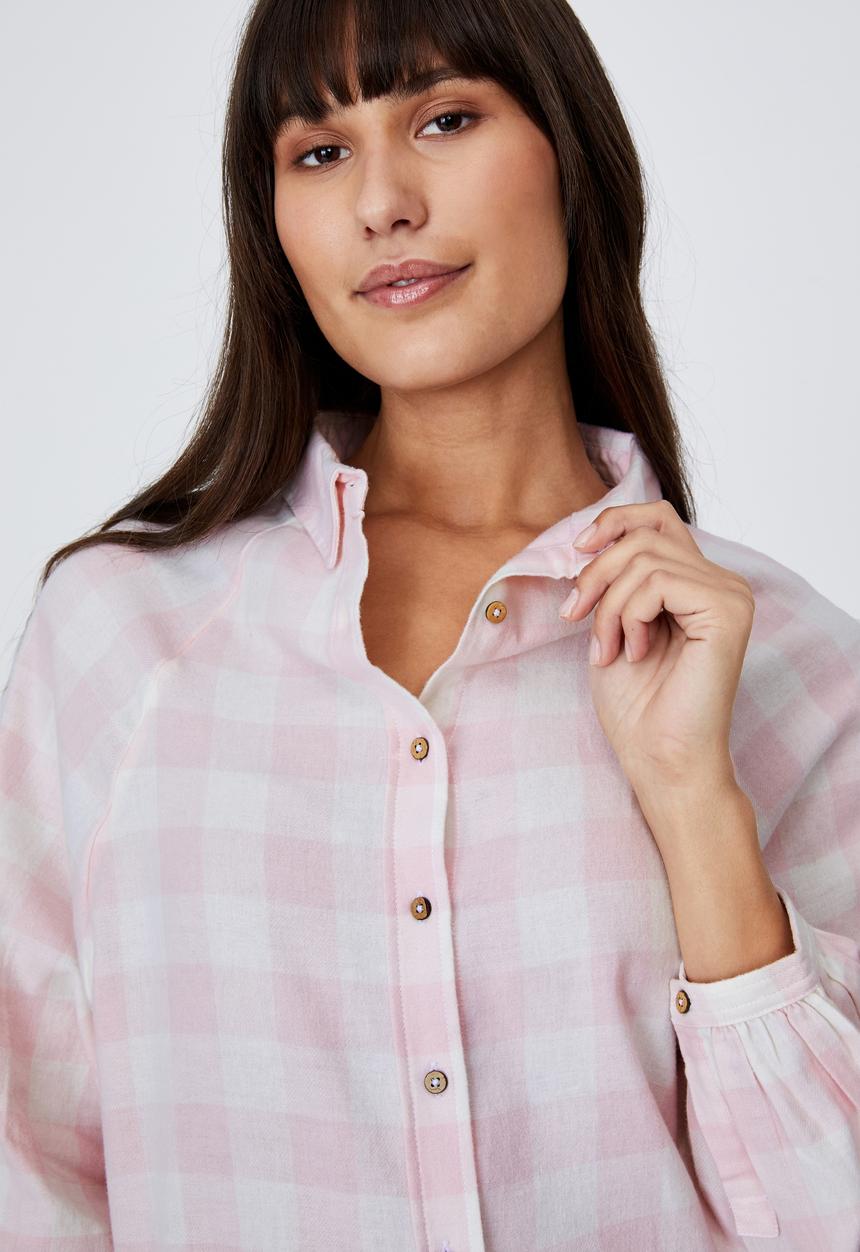 Cotton On - Warm flannel sleep shirt - gingham check