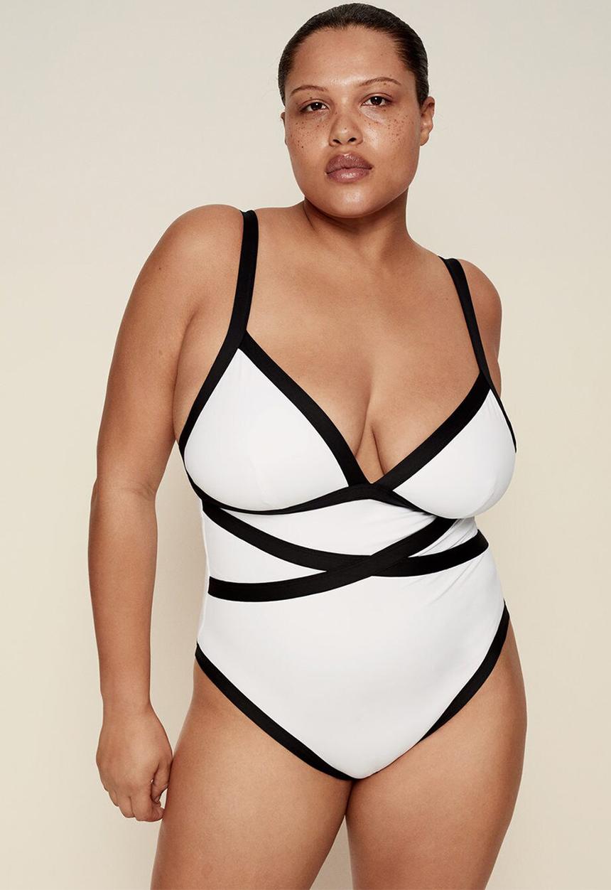 Violeta by Mango - Plus swimsuit naxos - white & black 