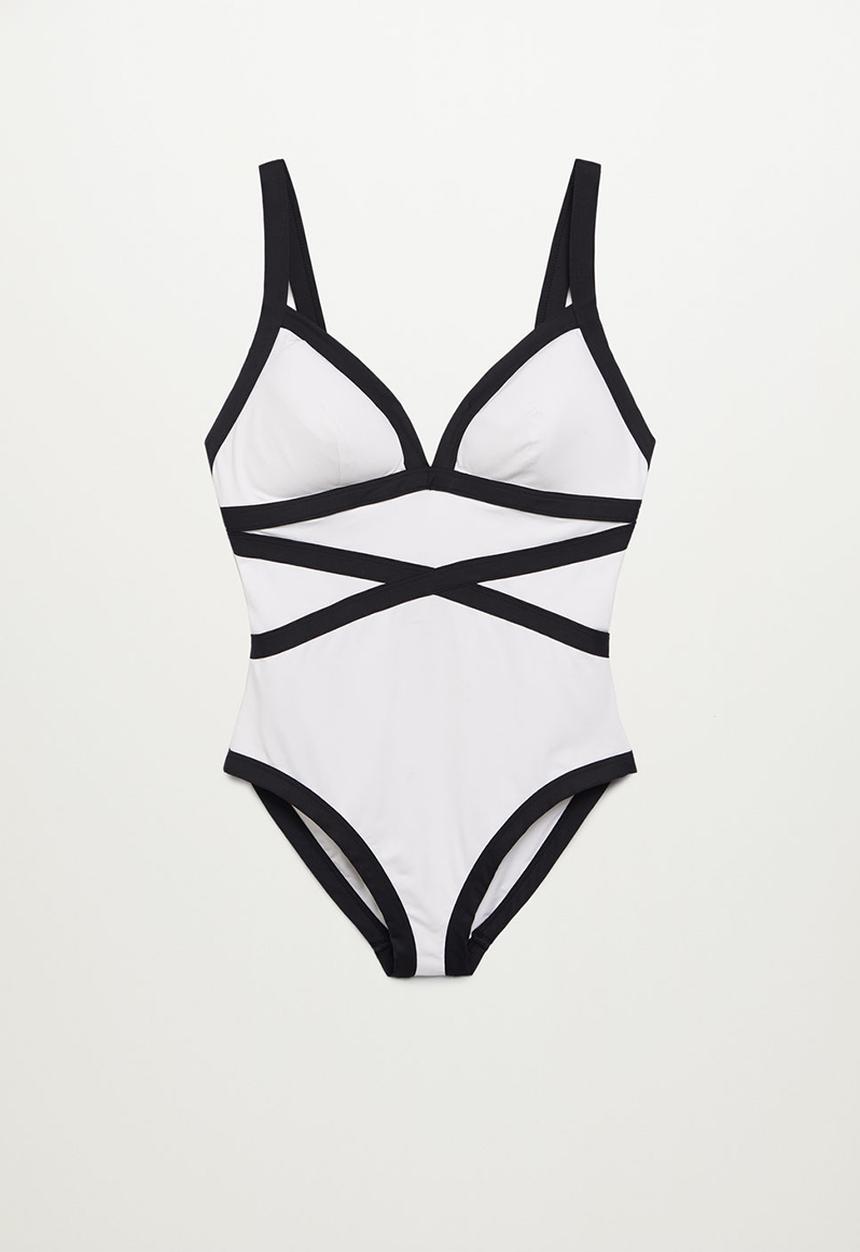 Violeta by Mango - Plus swimsuit naxos - white & black 