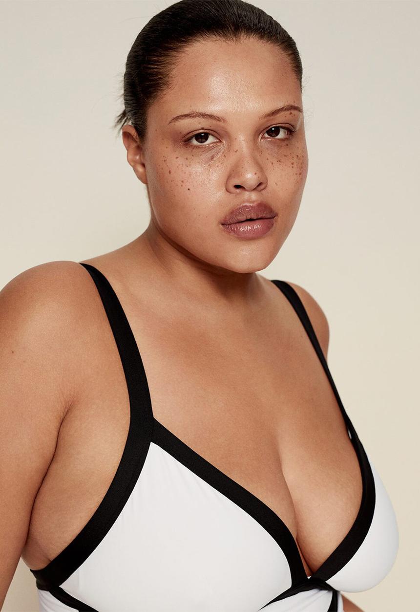Violeta by Mango - Plus swimsuit naxos - white & black 
