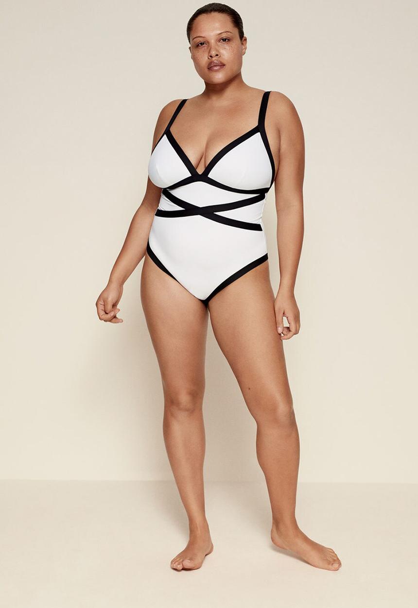 Violeta by Mango - Plus swimsuit naxos - white & black 