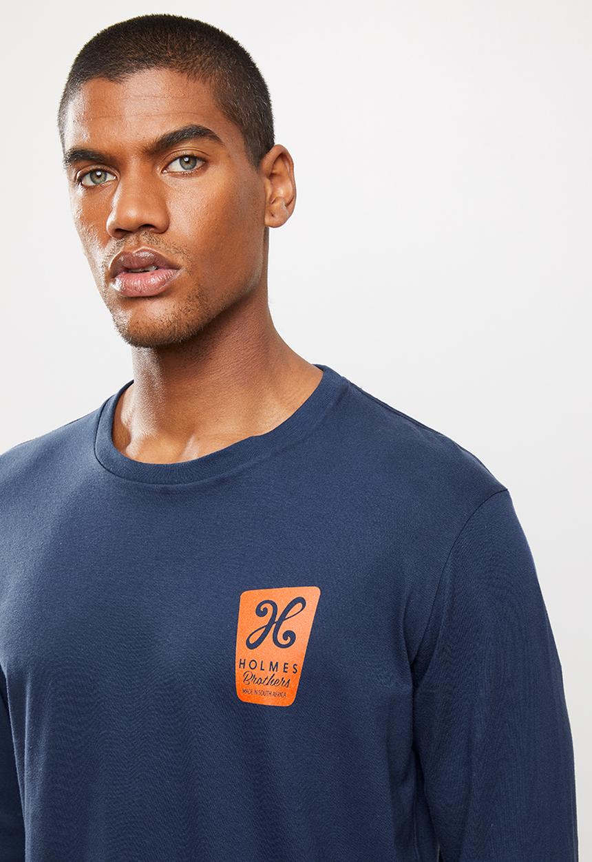 Holmes Bro's - Long sleeve tag tee - navy blue