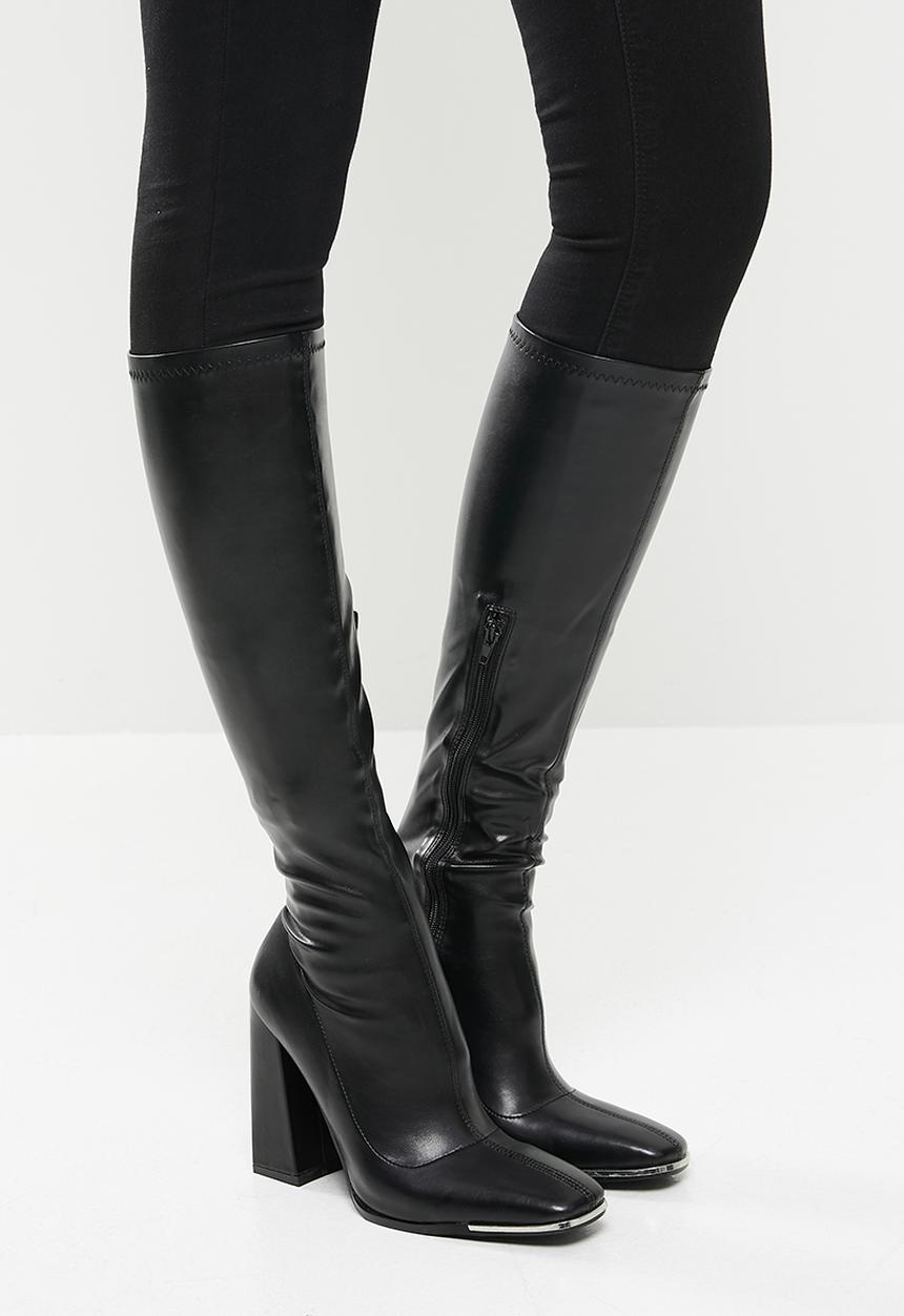 Public Desire - Caryn knee high heeled boot - black