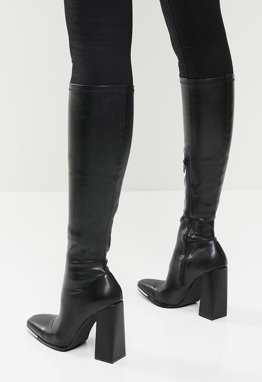 Public Desire - Caryn knee high heeled boot - black