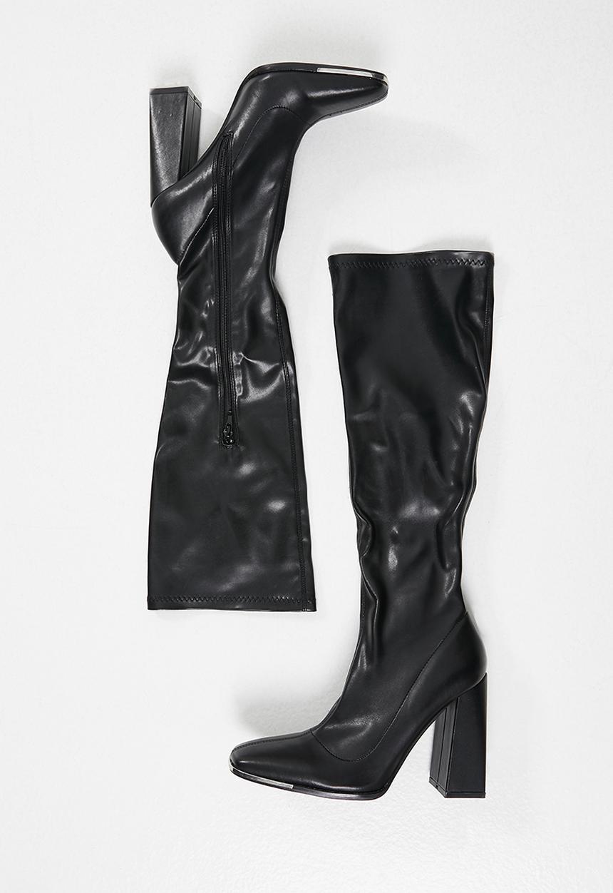 Public Desire - Caryn knee high heeled boot - black