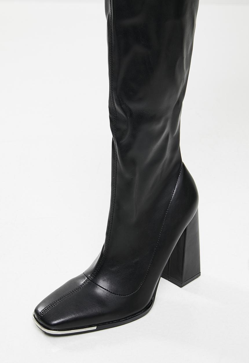 Public Desire - Caryn knee high heeled boot - black