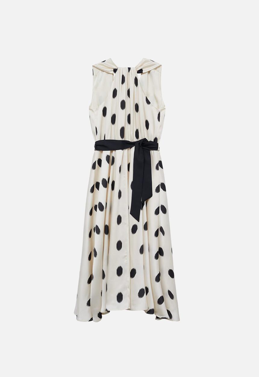 MANGO - Dress jazz - off white & black 