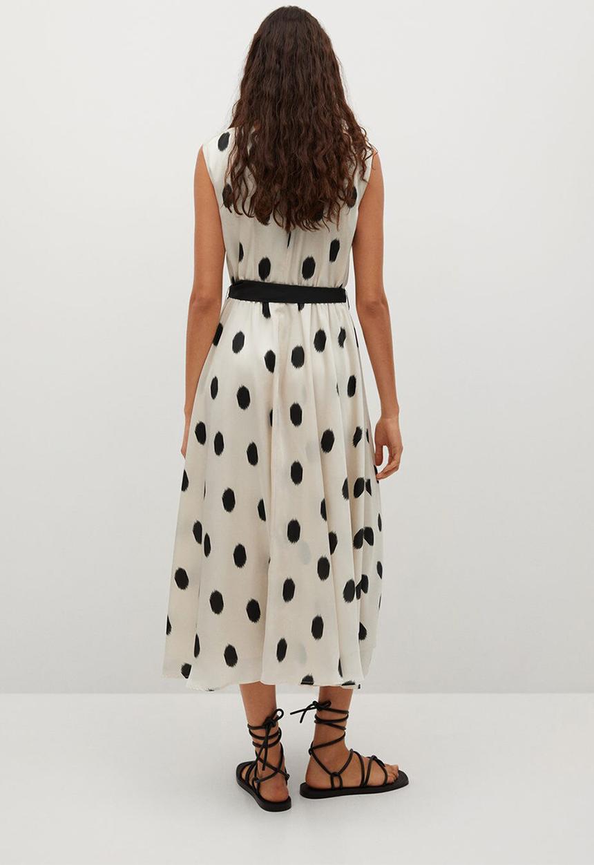 MANGO - Dress jazz - off white & black 