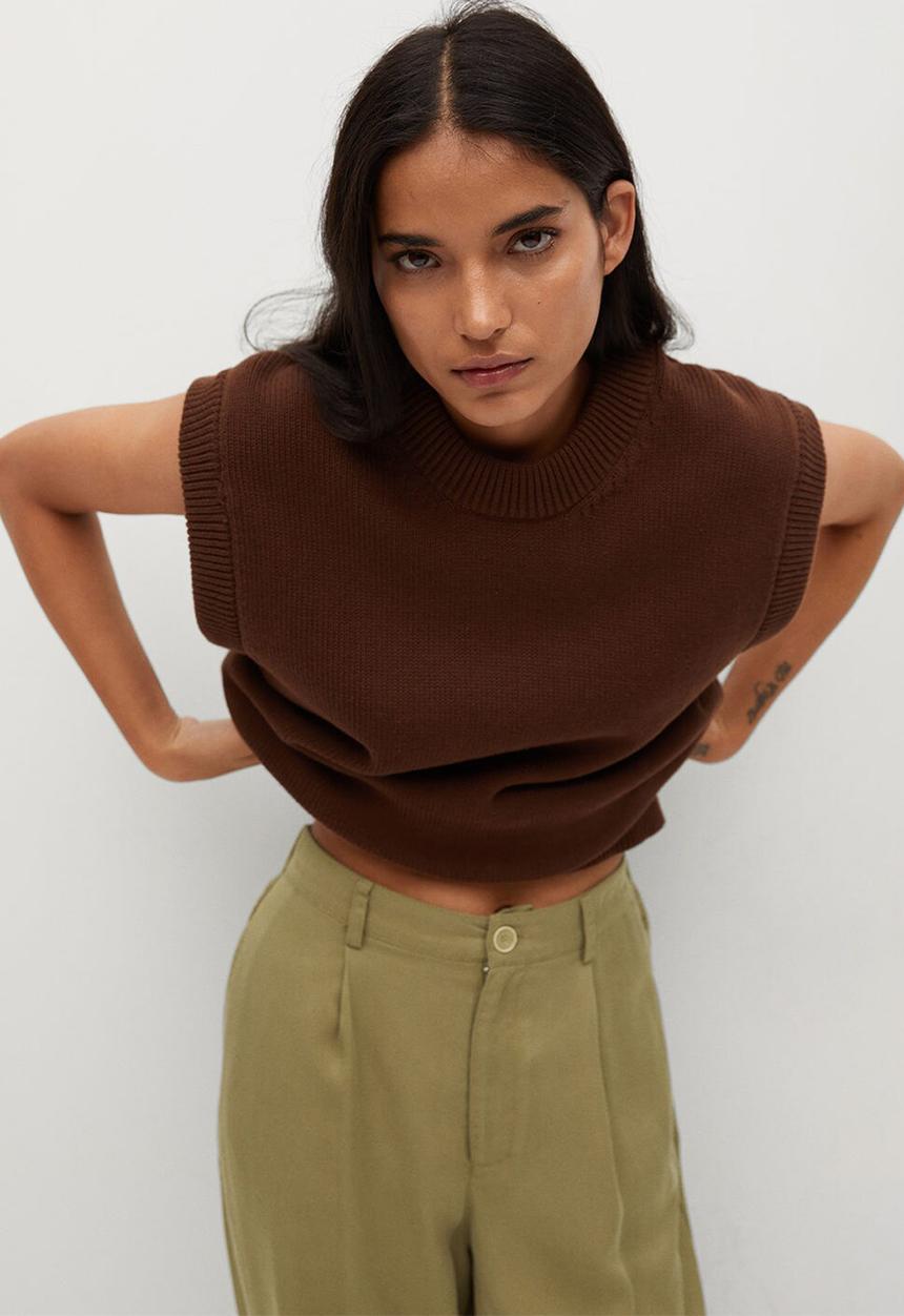 MANGO - Trousers nature - khaki
