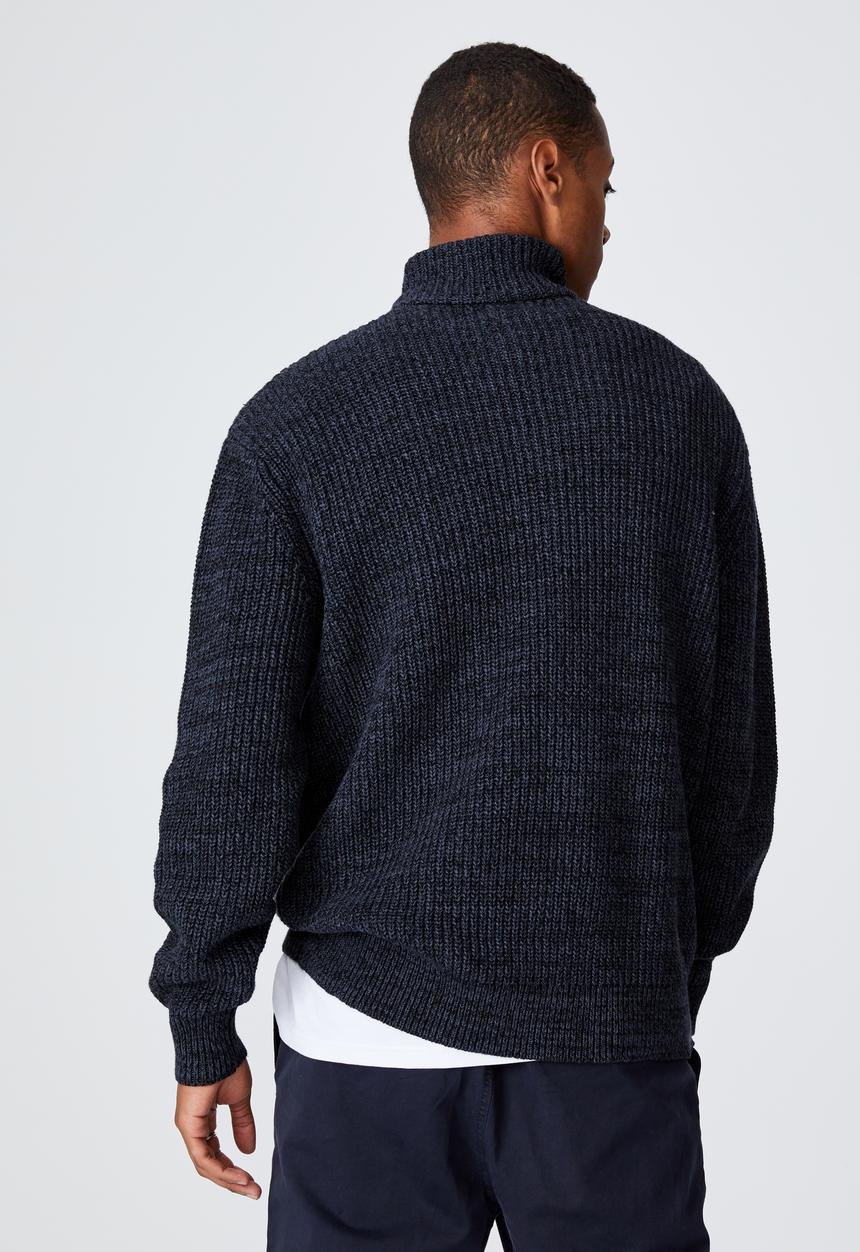 Cotton On - Quarter zip knit - denim marle