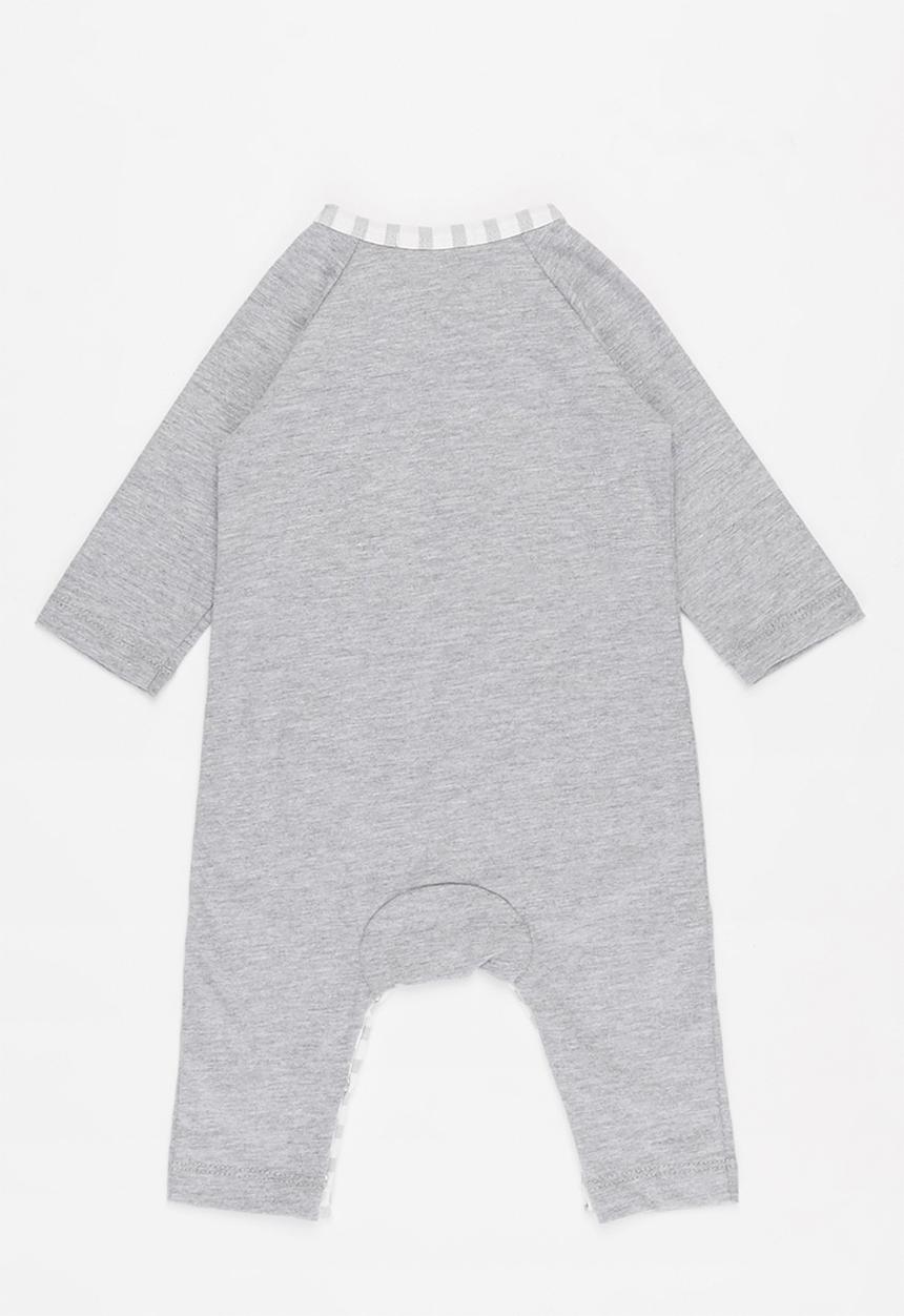 Sticky Fudge - Baby kangaroo pocket babygrow - grey