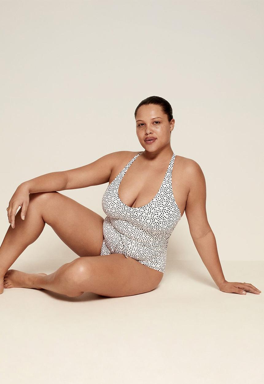 Violeta by Mango - Plus swimsuit milos - white & black