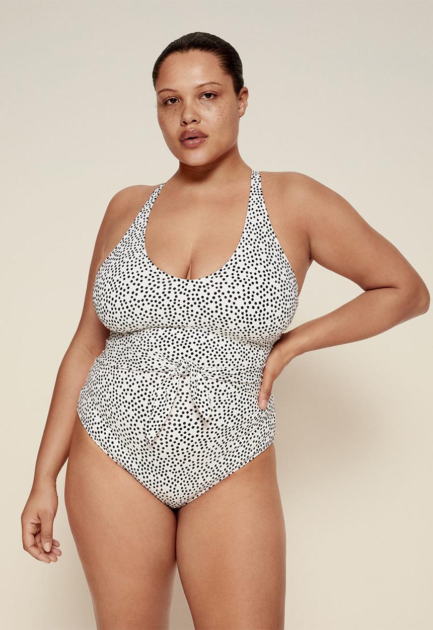 Violeta by Mango - Plus swimsuit milos - white & black