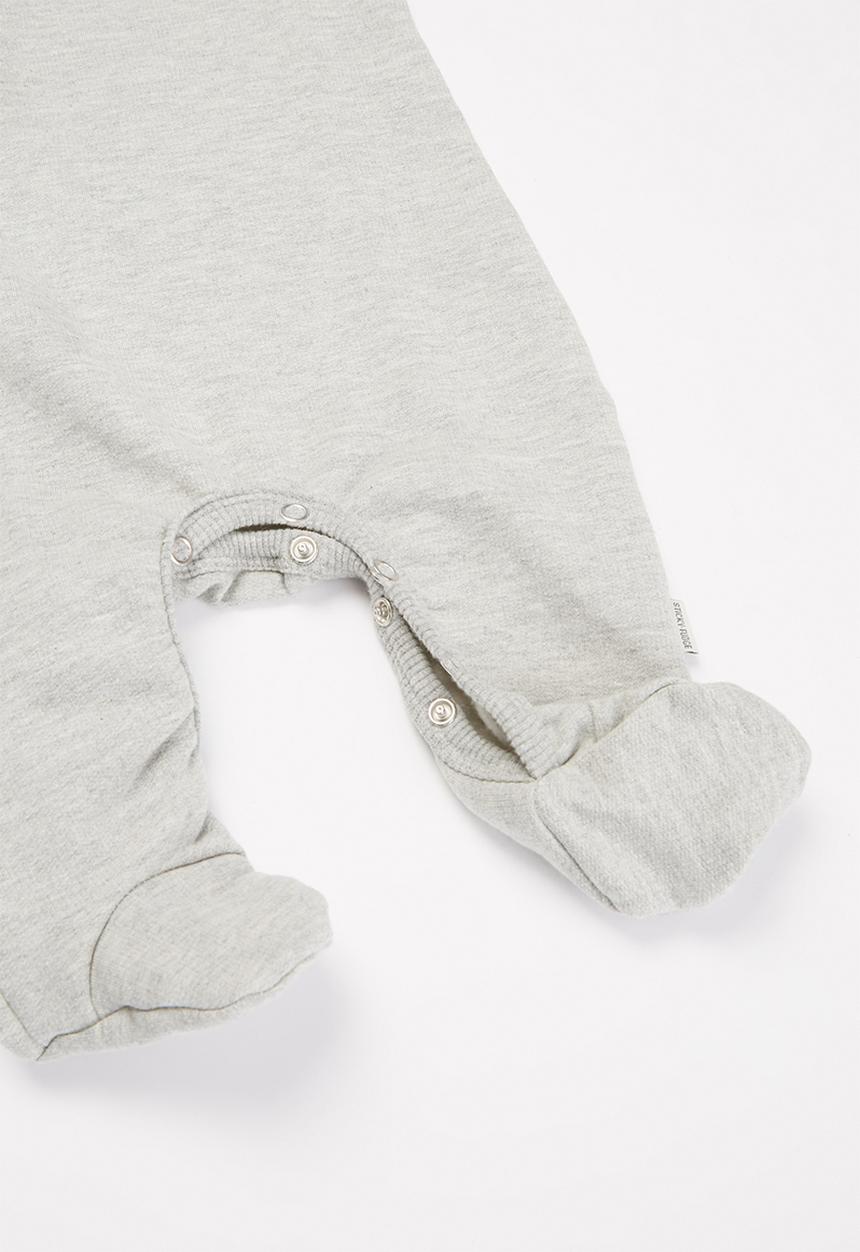 Sticky Fudge - Baby footed fleece babygrow - grey