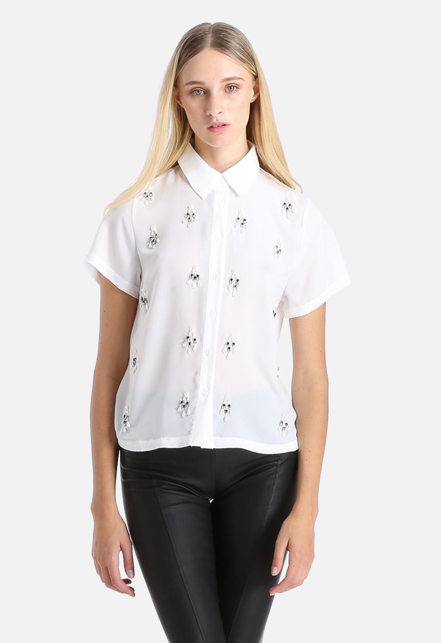 Glamorous - Beaded Short Sleeve Shirt