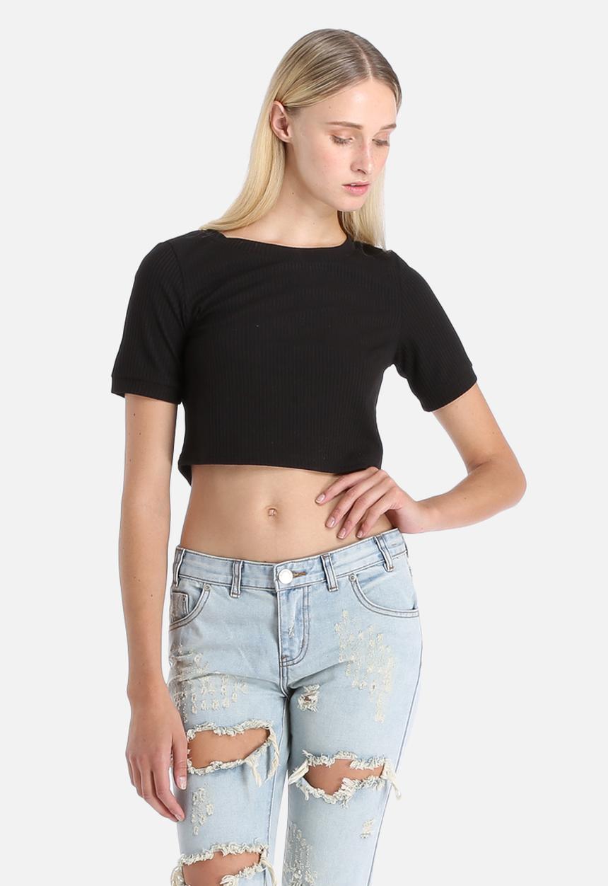 Glamorous - Ribbed Crop Tee