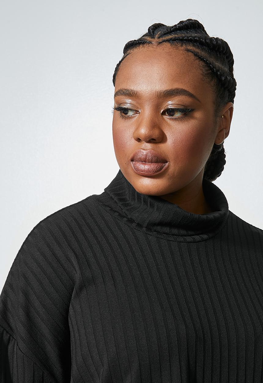 Superbalist - Roll neck soft touch top - black