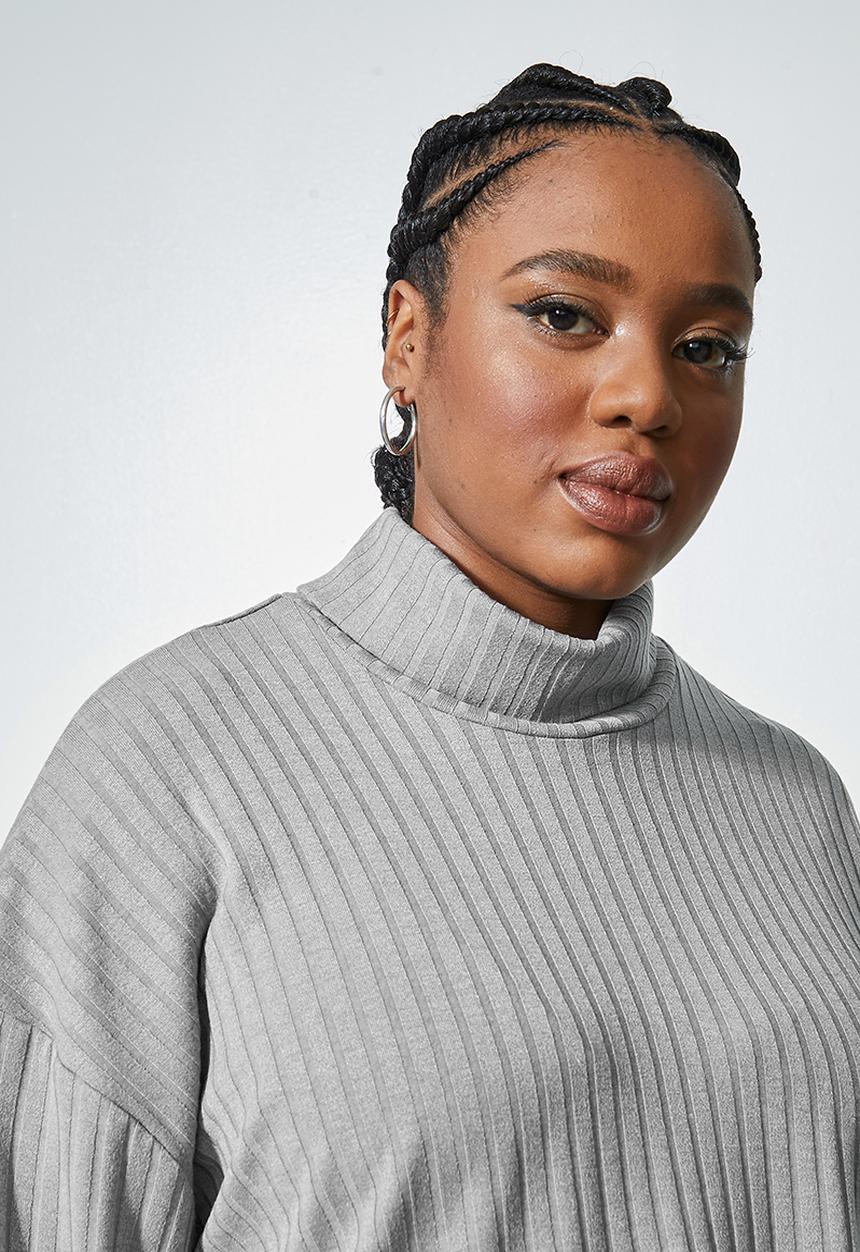 Superbalist - Roll neck soft touch top - grey