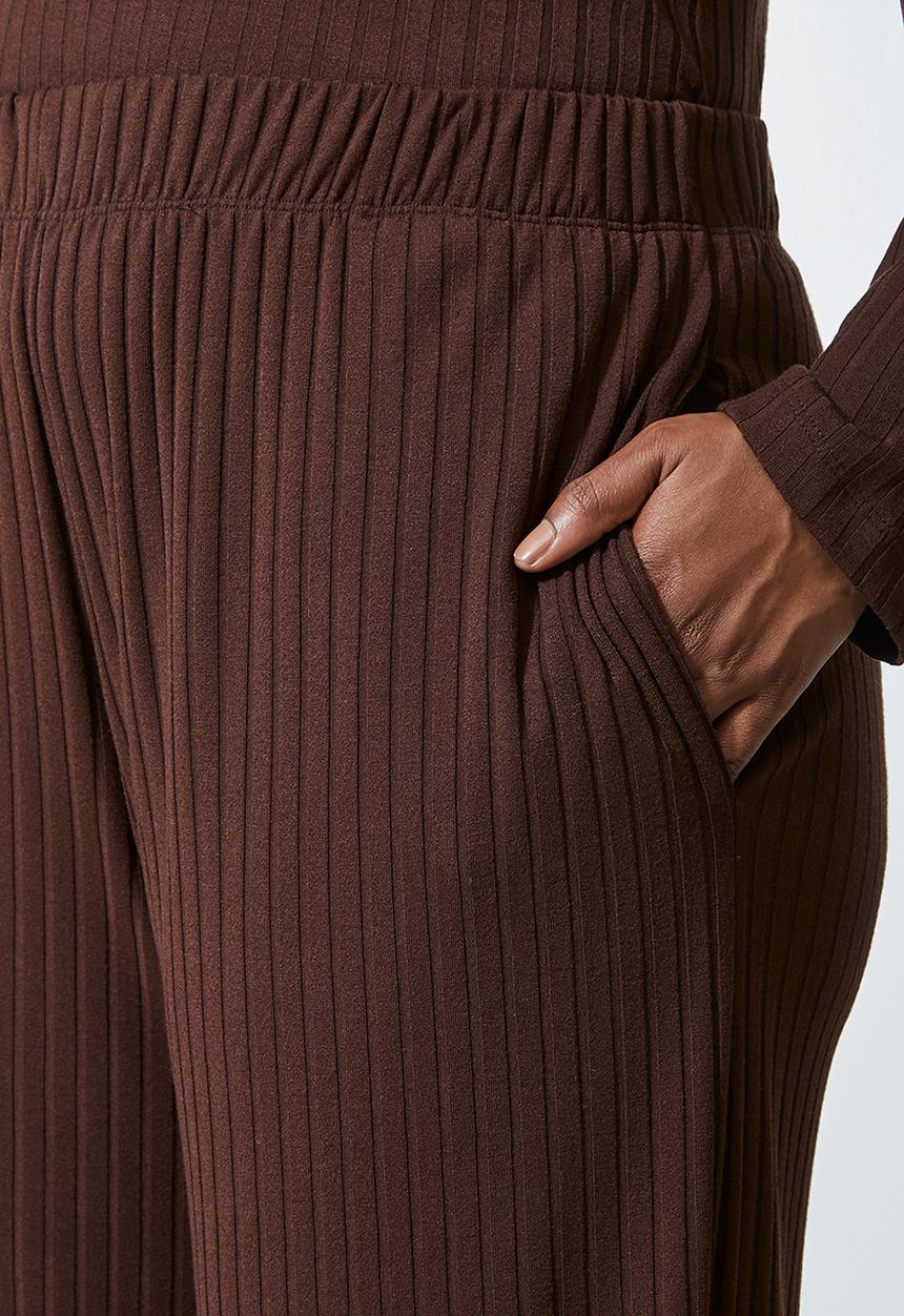 Superbalist - Knit rib wide leg - brown