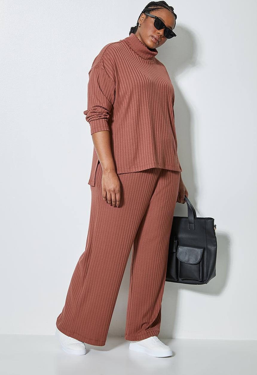 Superbalist - Knit rib wide leg - dark pink
