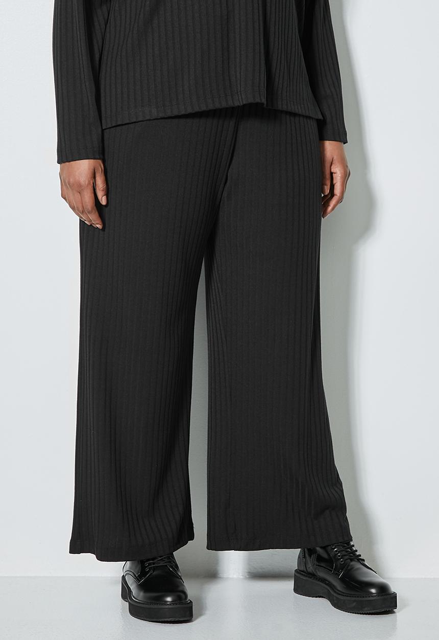Superbalist - Knit rib wide leg - black